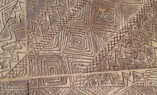 Close up detail of Aboriginal sculpture at Birrarung Marr