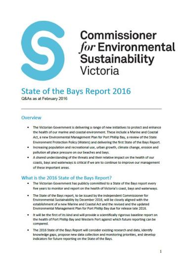 State of the Bays Report 2016 Q&As